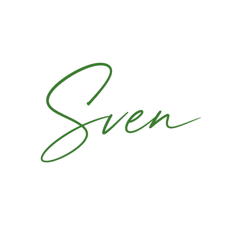 In grüner Schreibschrift geschriebener Name „Sven“ auf weißem Hintergrund.